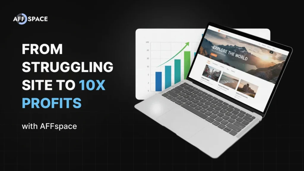 AFFspace case study showing how an affiliate SEO strategy turned a declining site into 10x profits